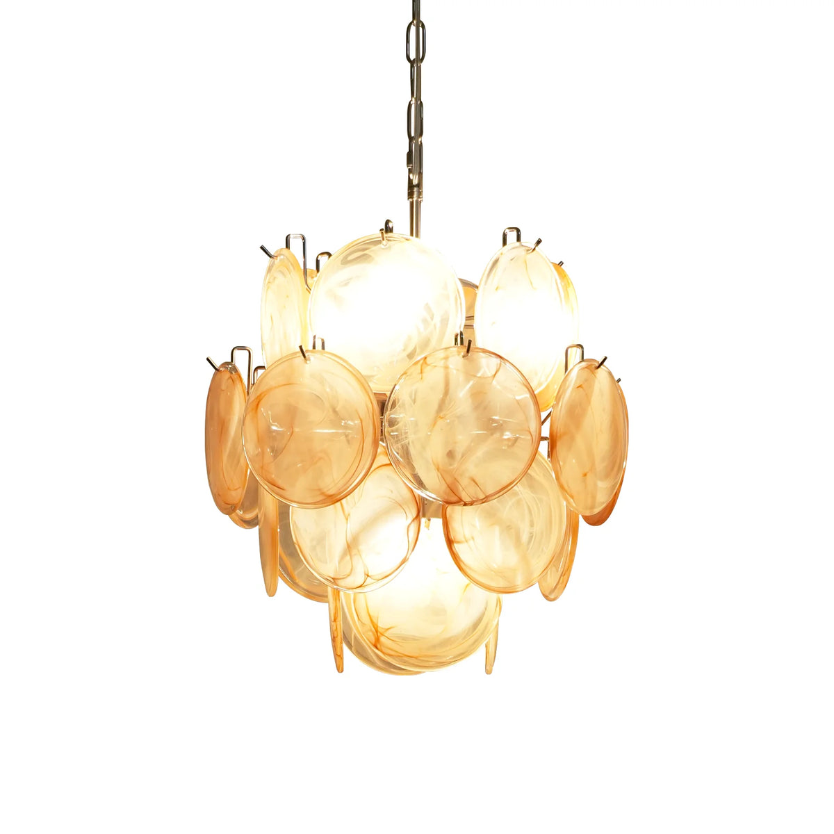 Vintage Murano Gold Glass Disks Chandelier