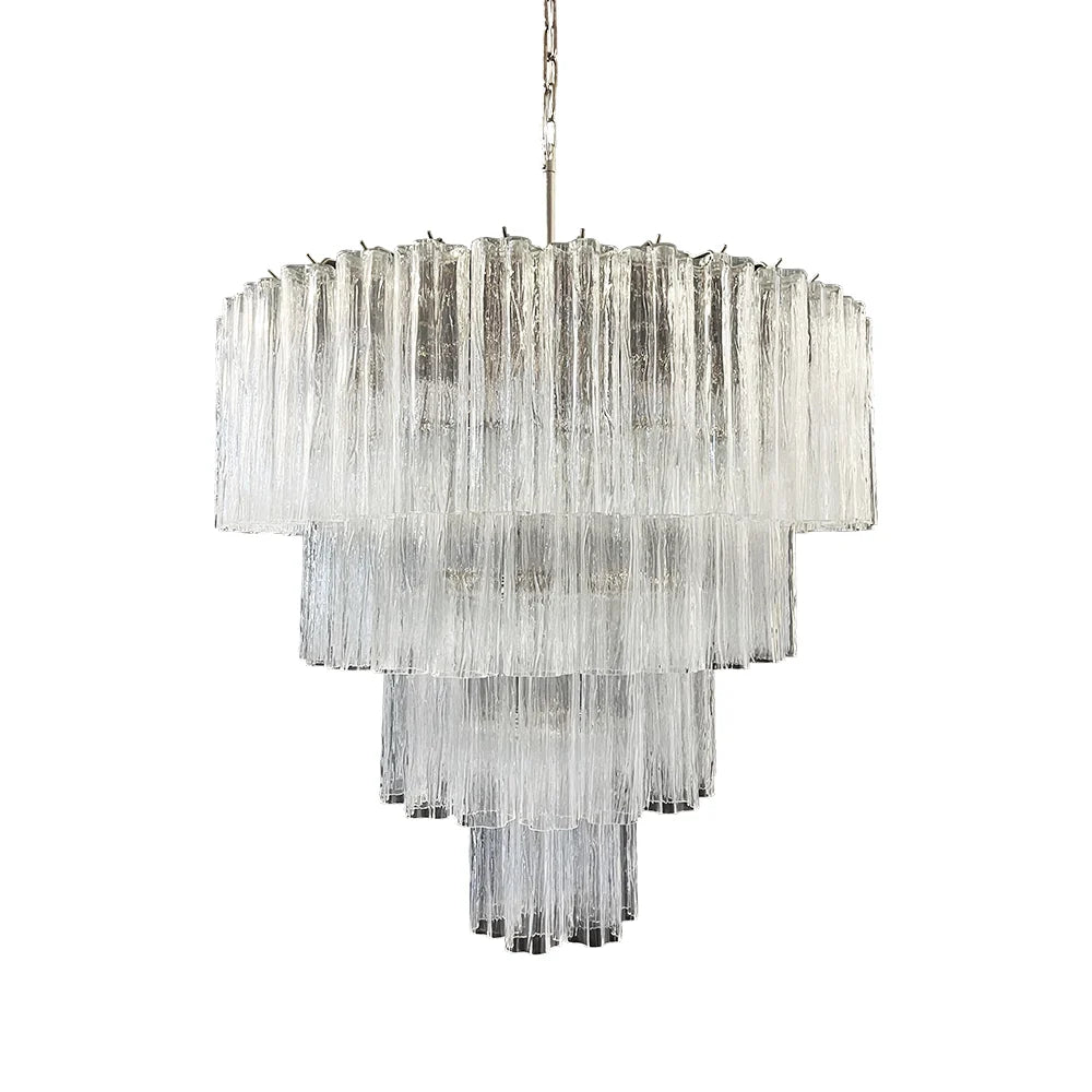 Vintage Murano Transparent Glass Chandelier