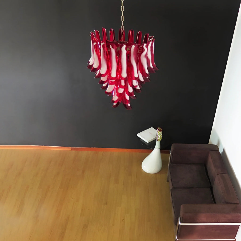 Vintage Red Murano Petals Chandelier