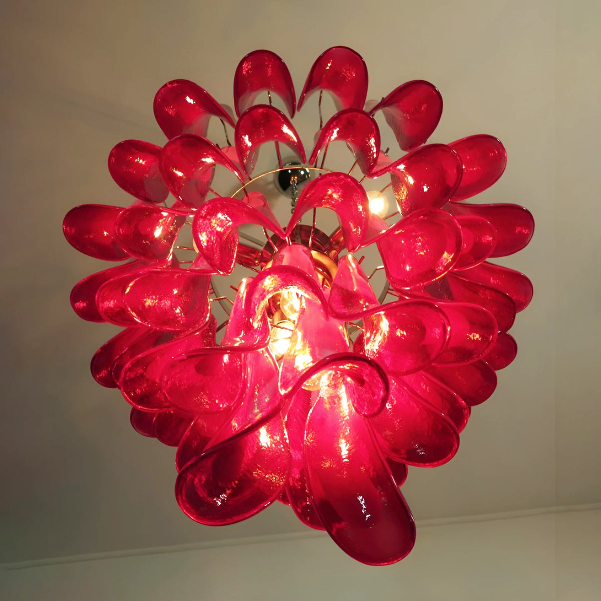 Vintage Red Murano Petals Chandelier