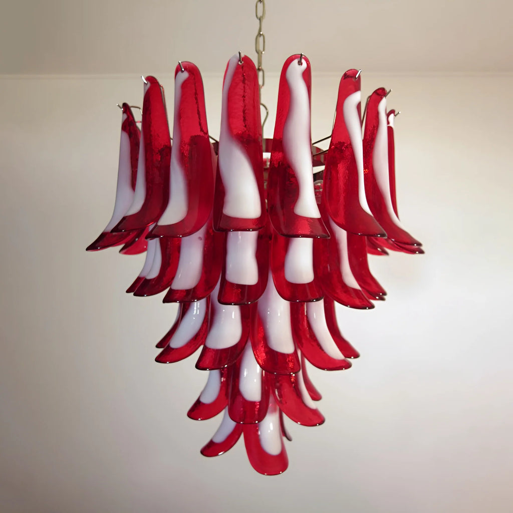 Vintage Red Murano Petals Chandelier