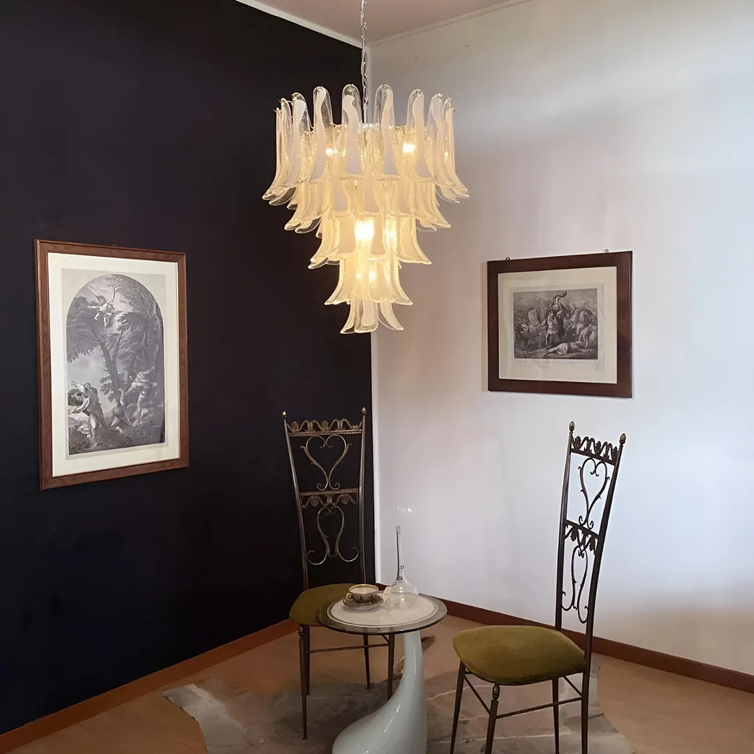 Vintage Transparent Murano Petals Chandelier