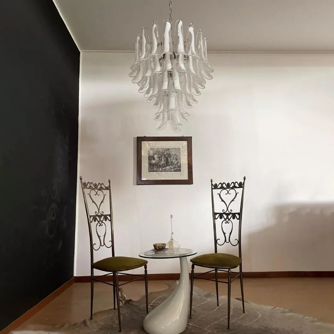 Vintage Transparent Murano Petals Chandelier