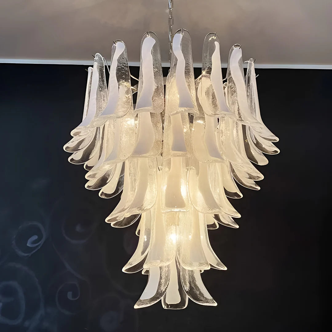 Vintage Transparent Murano Petals Chandelier