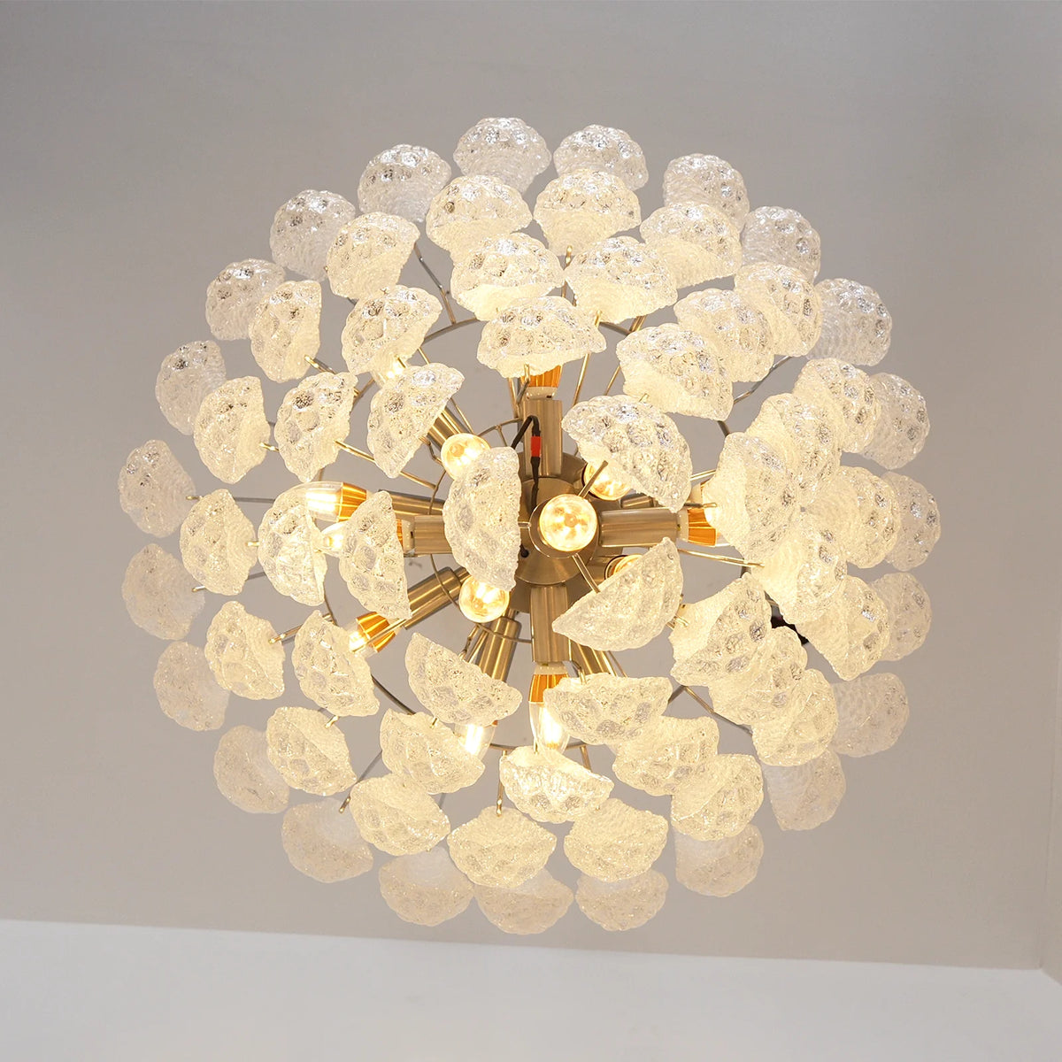 Vintage Transparent Murano Glass Petals Drop Chandelier