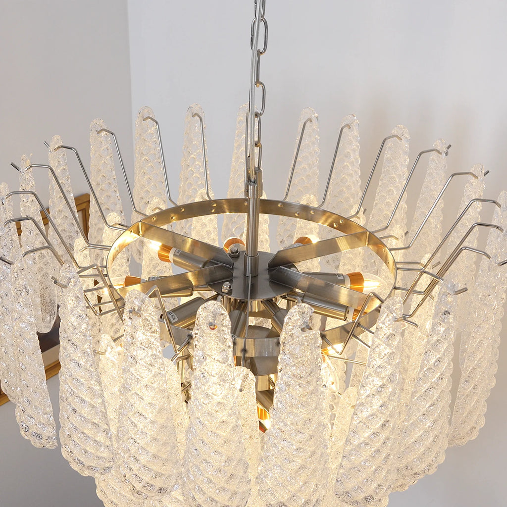 Vintage Transparent Murano Glass Petals Drop Chandelier
