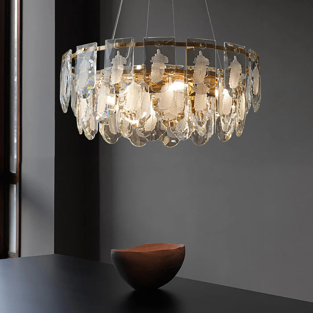 Vivi Grey Crystal Feather Chandelier