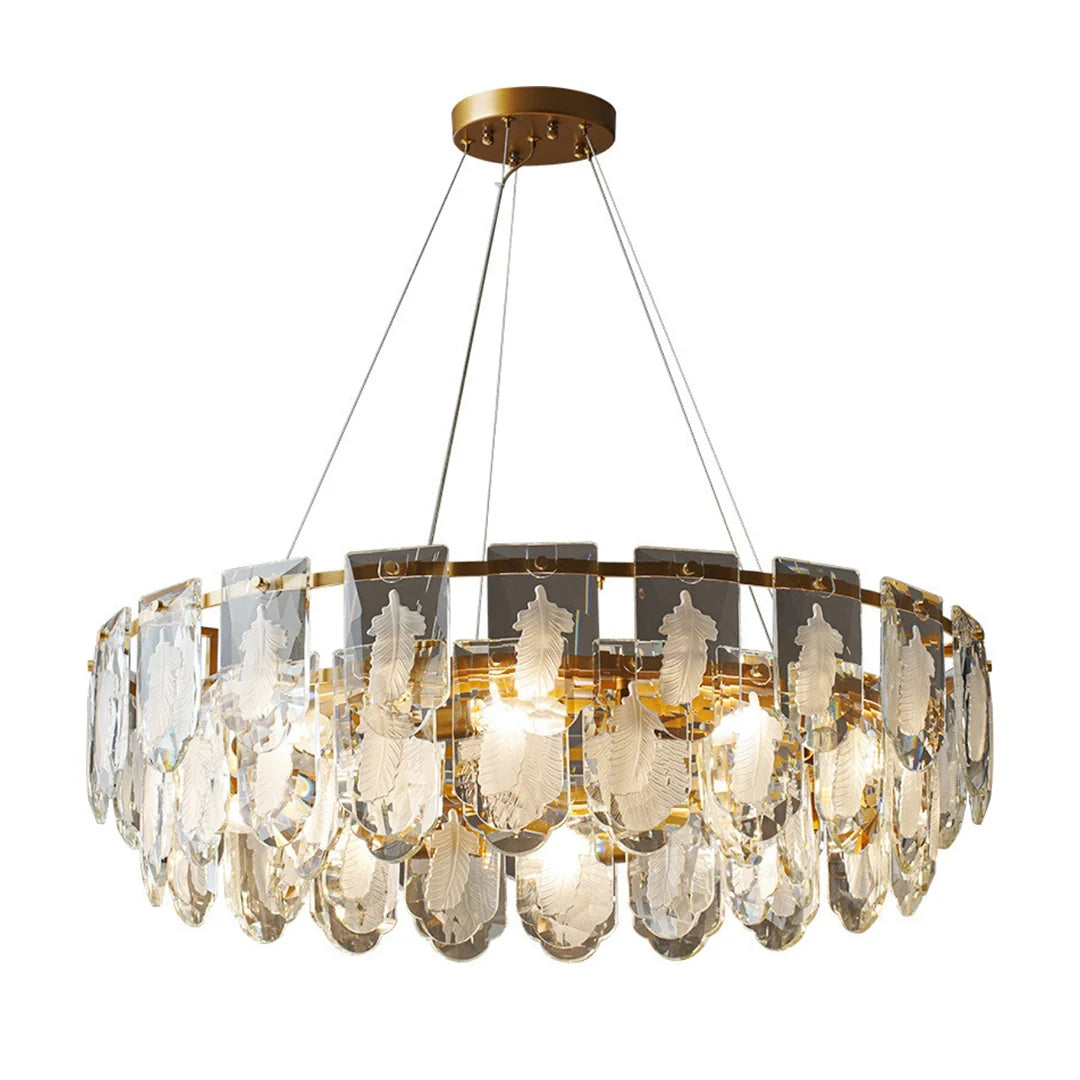 Vivi Grey Crystal Feather Chandelier