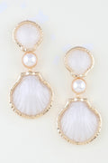 Women's Drop Earrings Hammered Shell Accent BYMANYC ® New York ORGANIC STONE DANGLE EARRINGS - New Collection