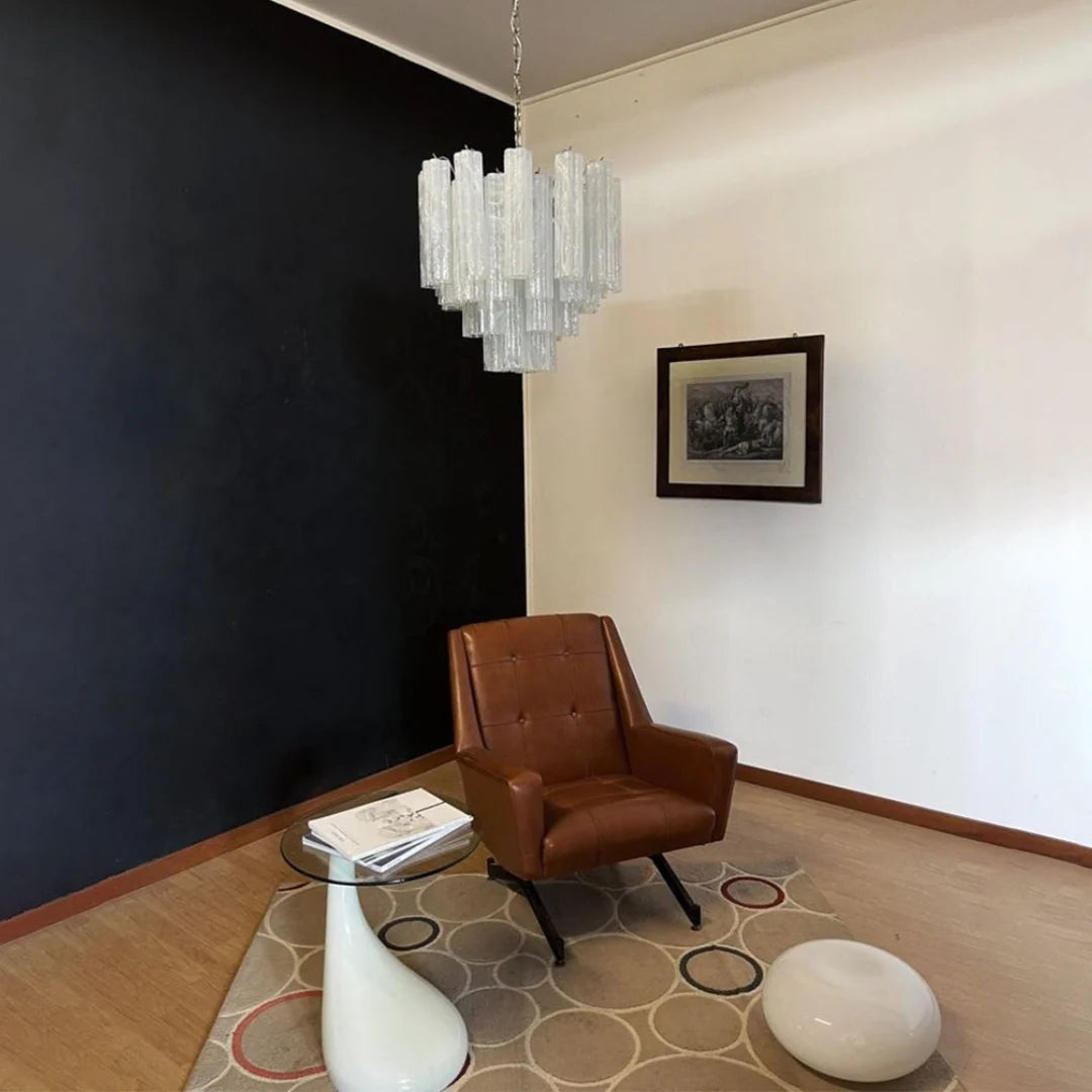 Star Shaped Tube White Clouds Glass Chandelier