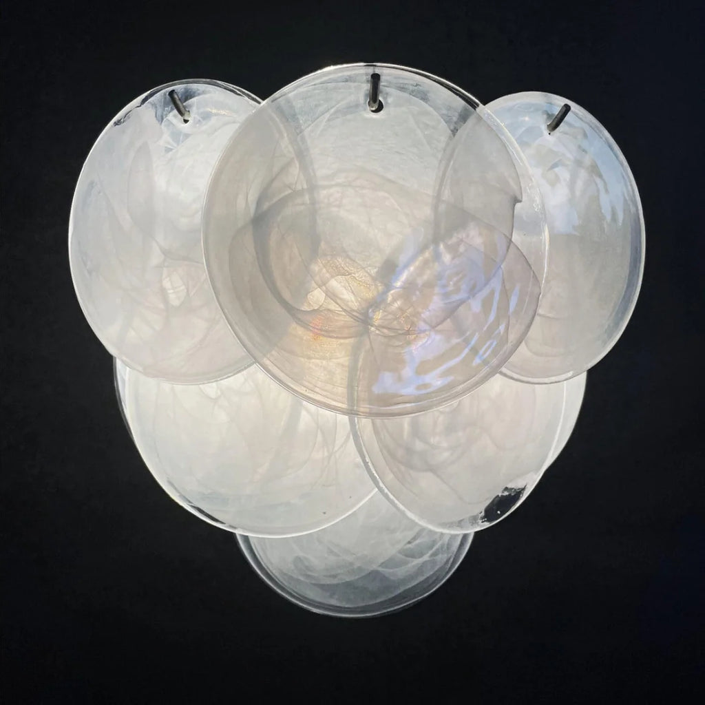 White Murano Disc Glass Wall Sconce
