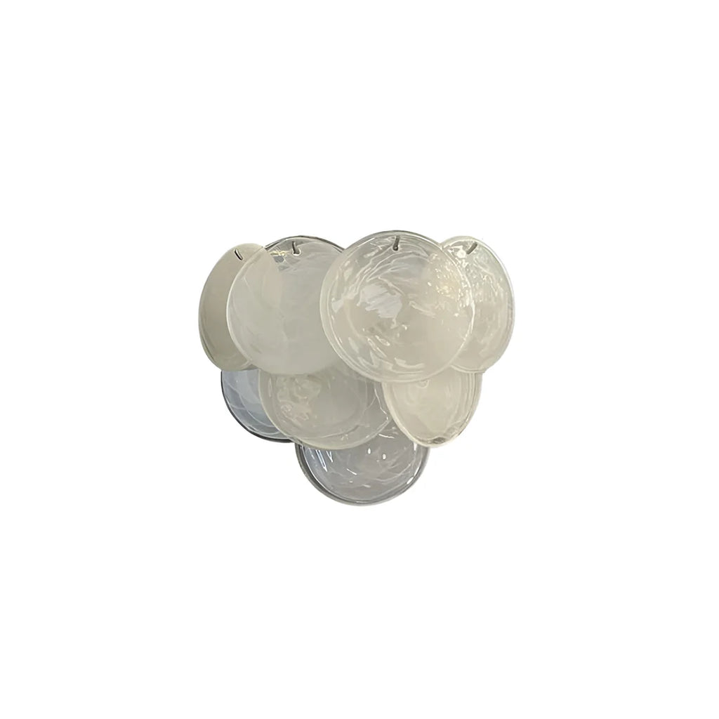White Murano Disc Glass Wall Sconce