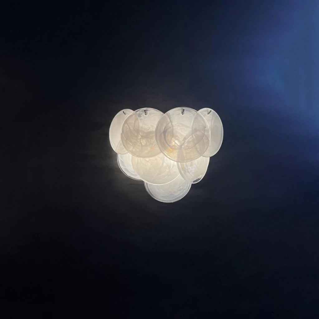 White Murano Disc Glass Wall Sconce