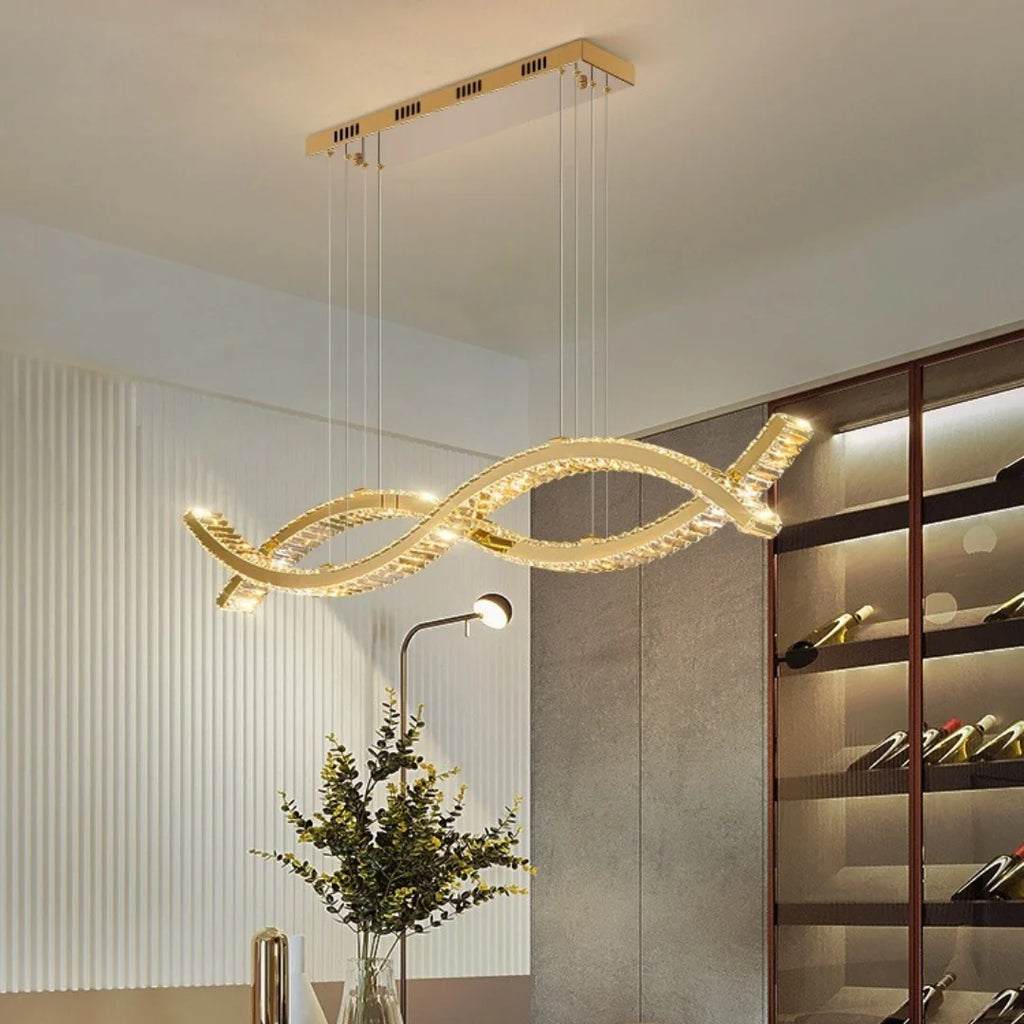 Gold Wave Crystal Chandelier