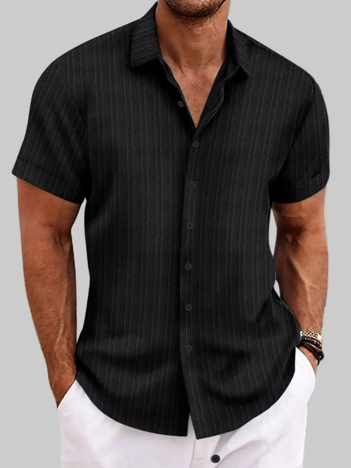 Men's Full Size Button-Up Short Sleeve Shirt