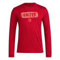 adidas Mens Size FC Long Sleeve Pre-Game T-Shirt Team Victory Red/Atlanta United Small Tall