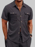 Men's Full Size Button-Down Short Sleeve Shirt with Pocket