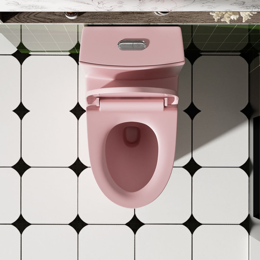 One-Piece Tornado Dual-Flush Toilet with Soft-Close Seat - Gray, Pink or Black