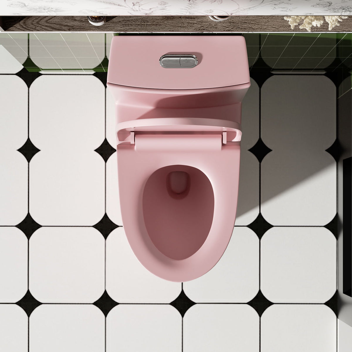 One-Piece Tornado Dual-Flush Toilet with Soft-Close Seat - Gray, Pink or Black
