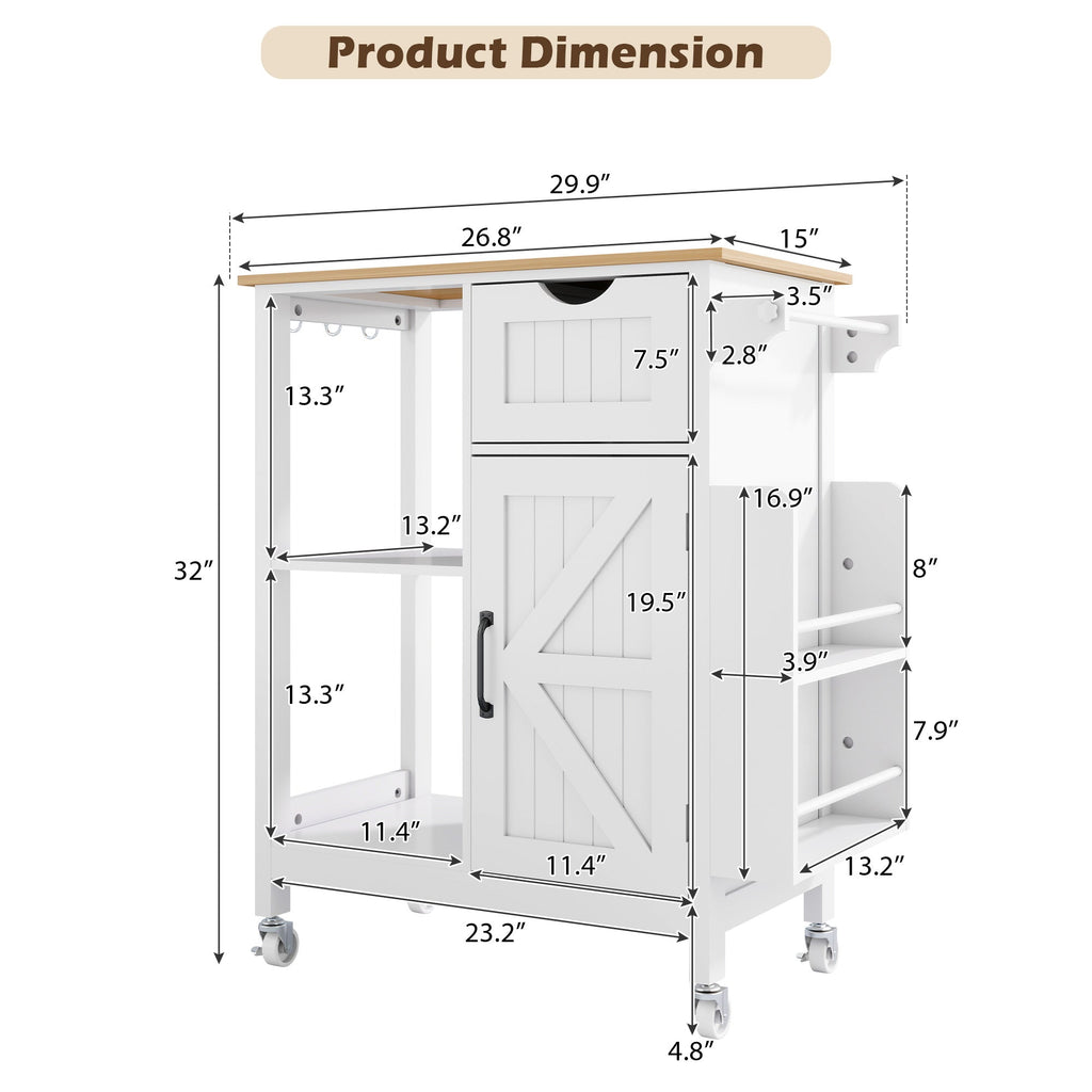 Kitchen Island Cart with Mobile Storage Cabinets
