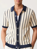 Men's Full Size Striped Viscose Button-Down Shirt