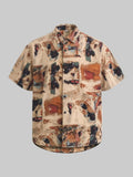 Men's Abstract Printed Short Sleeve Button-Up Shirt