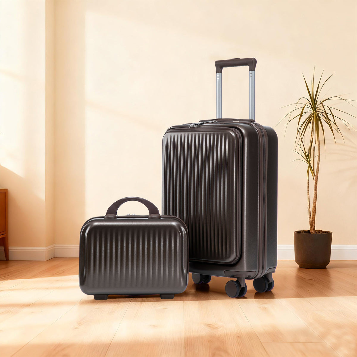 14' & 20' ABS Spinner Wheel Luggage Set with Cosmetic Case