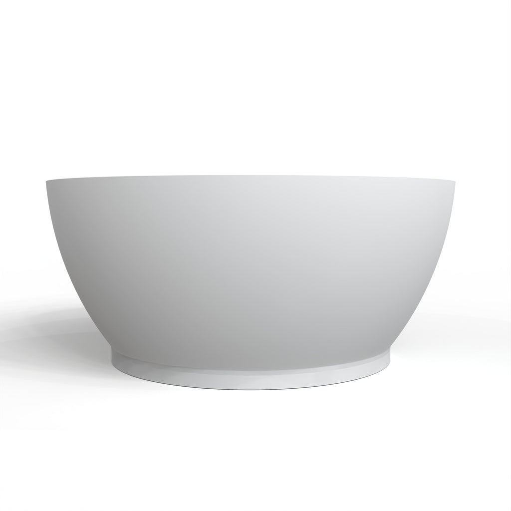 52.7 Inch Round Freestanding Soaking Bathtub with Solid Surface - Matte White