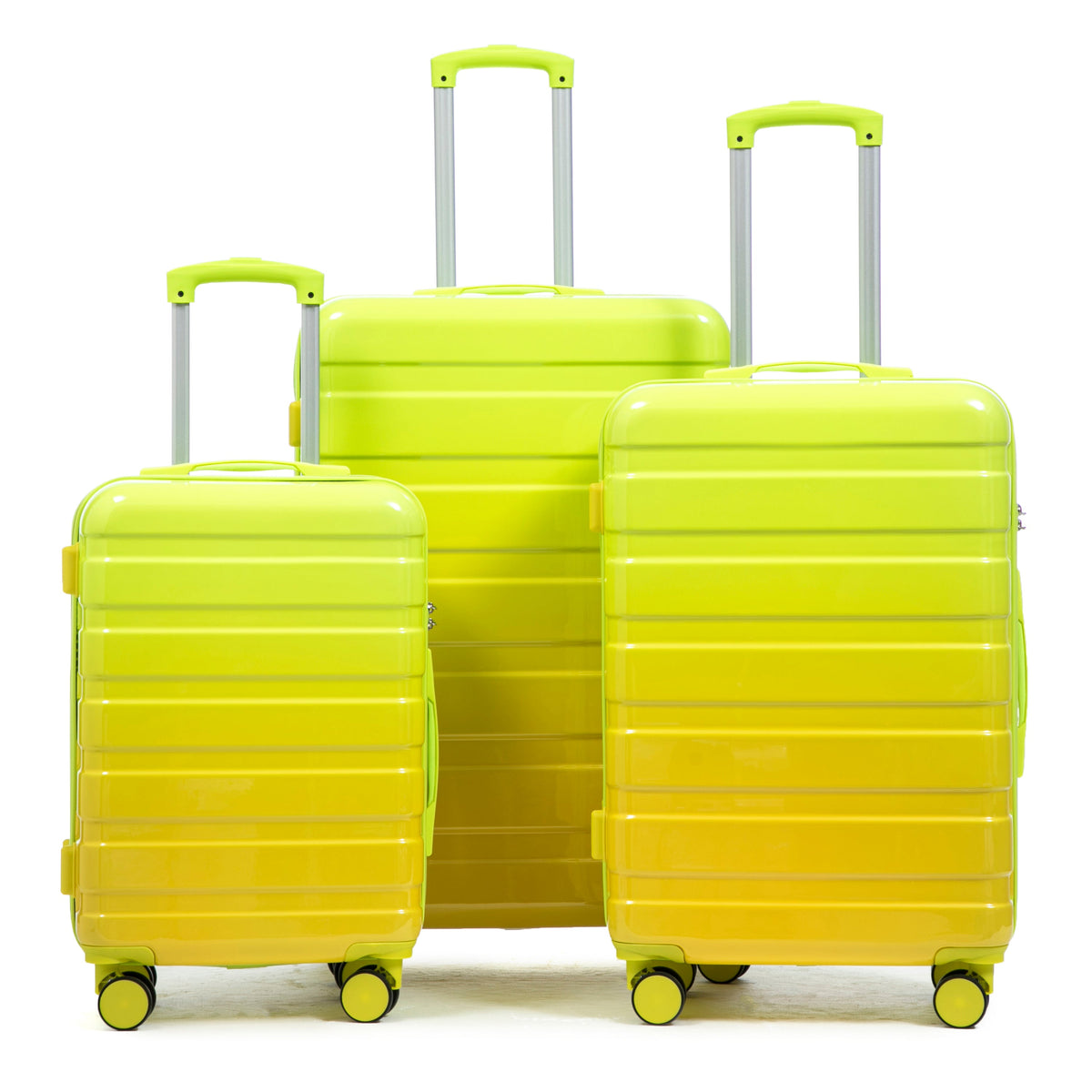20'/24'/28' 3-Piece PC Spinner Wheel Luggage Set (Yellow+Green)