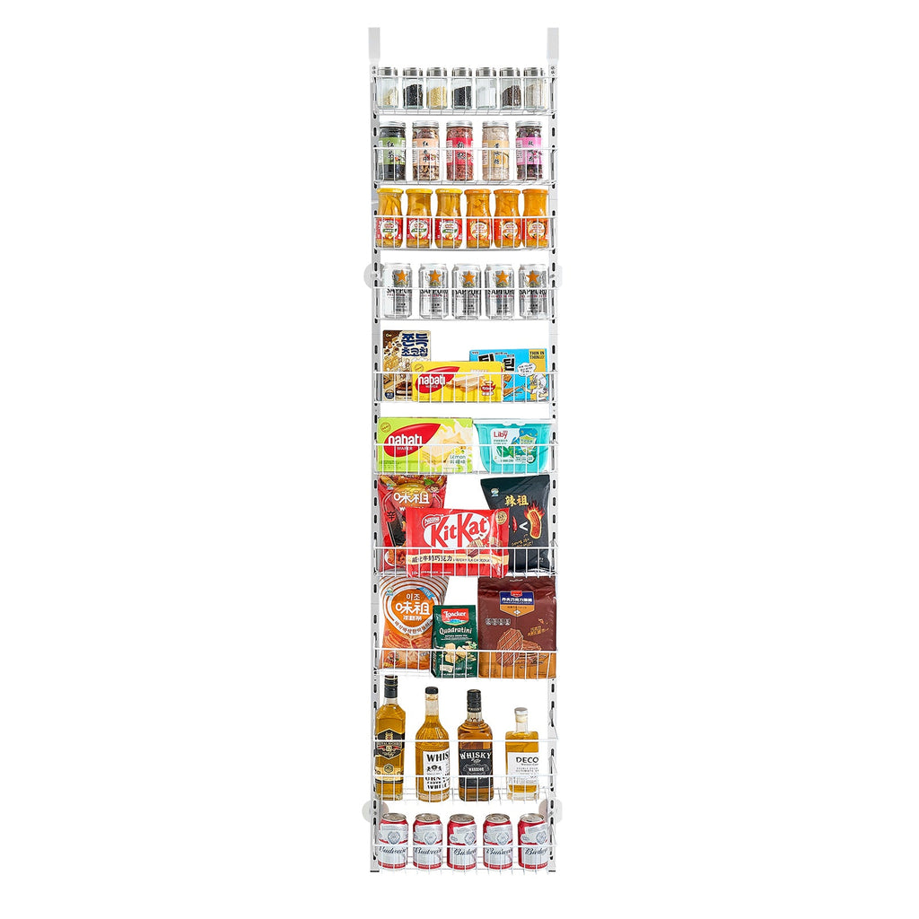 10-Tier Over The Door Pantry Organizer with Adjustable Storage - Carbon Steel