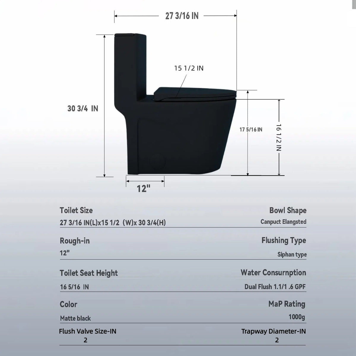 One-Piece Tornado Dual-Flush Toilet with Soft-Close Seat - Gray, Pink or Black