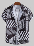 Men's Full Size Geometric Pattern Short Sleeve Button-Up Shirt