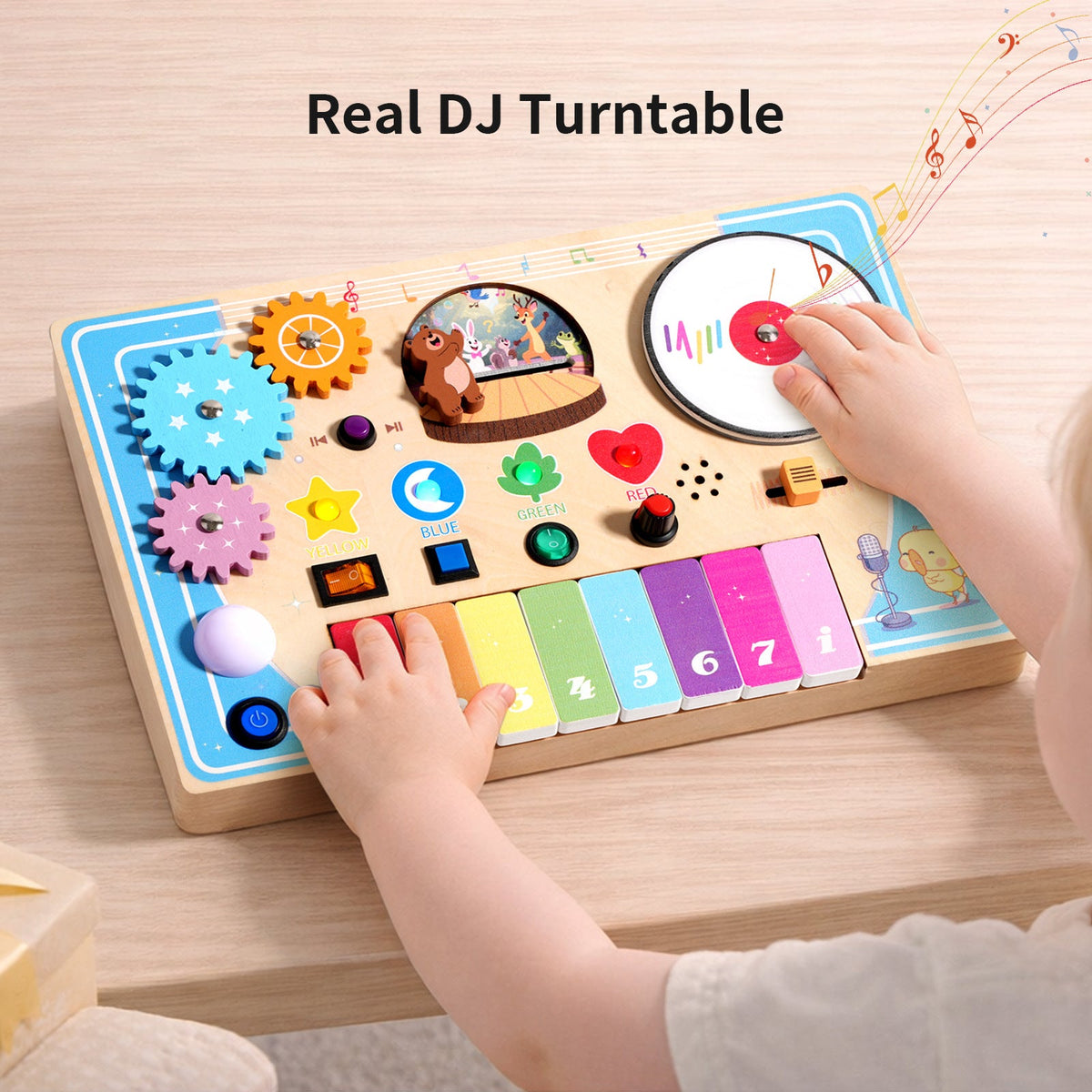 Wooden Piano and Turntable Activity Toy — Ages 3–6