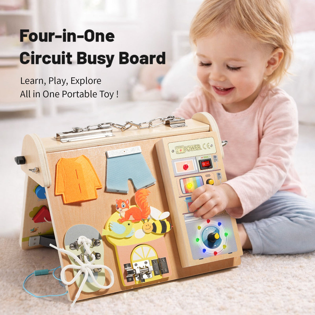 Wooden Circuit Activity Busy Board — Ages 4–6