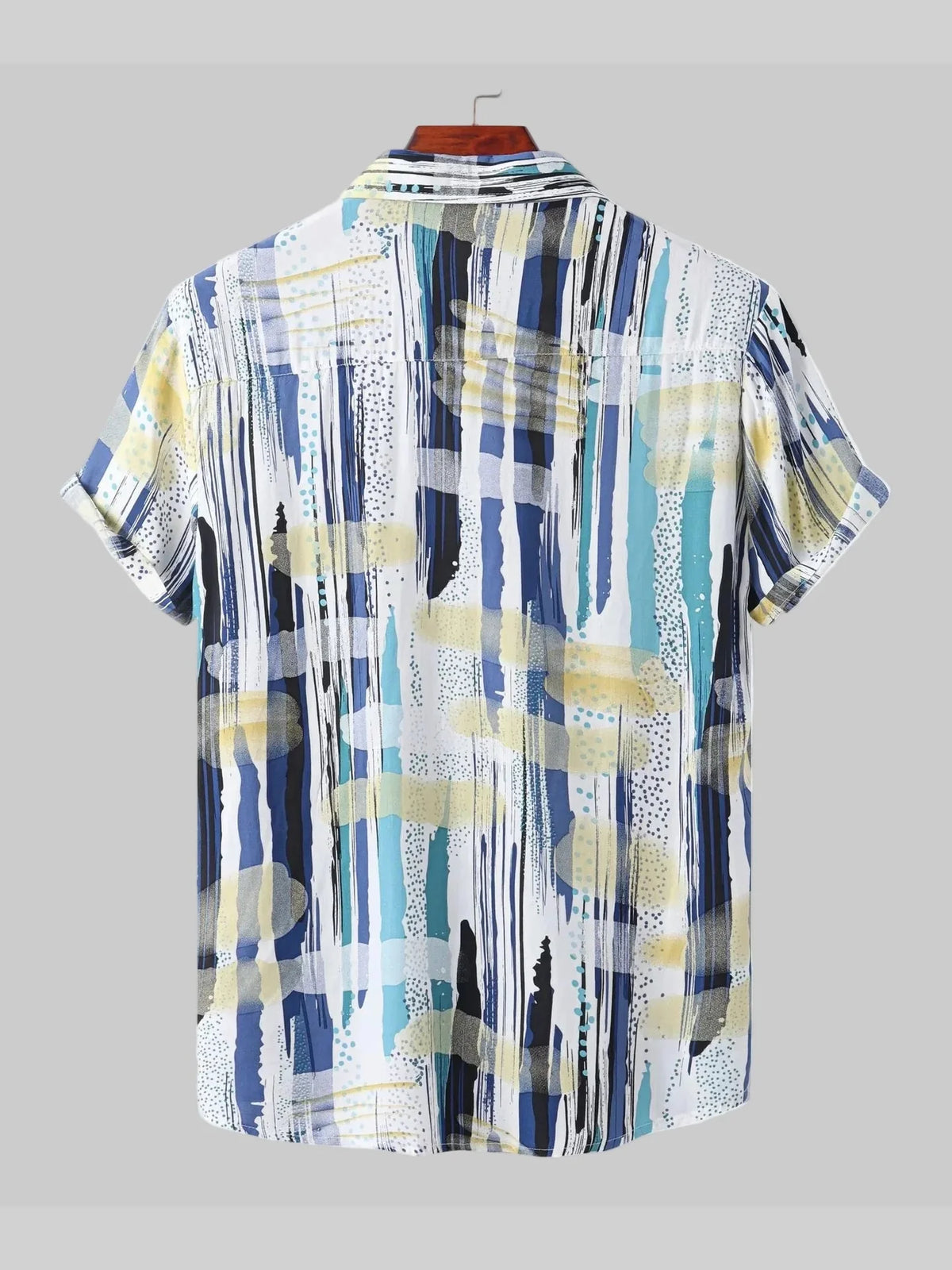 Men's Blue Printed Short Sleeve Shirt