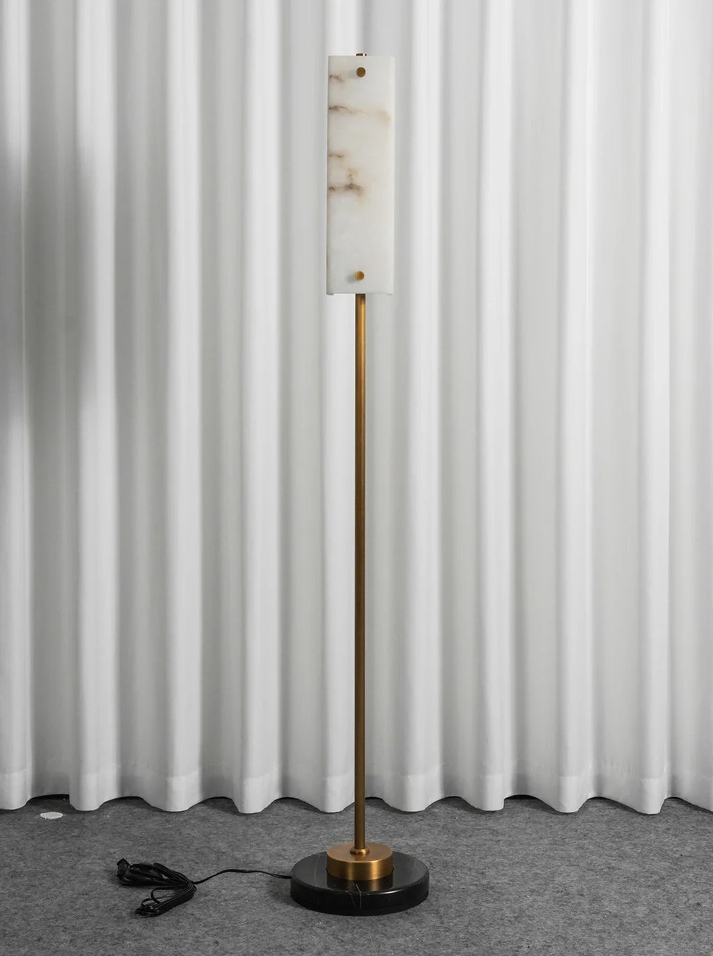 Alabaster Years Black Marble Floor Lamp