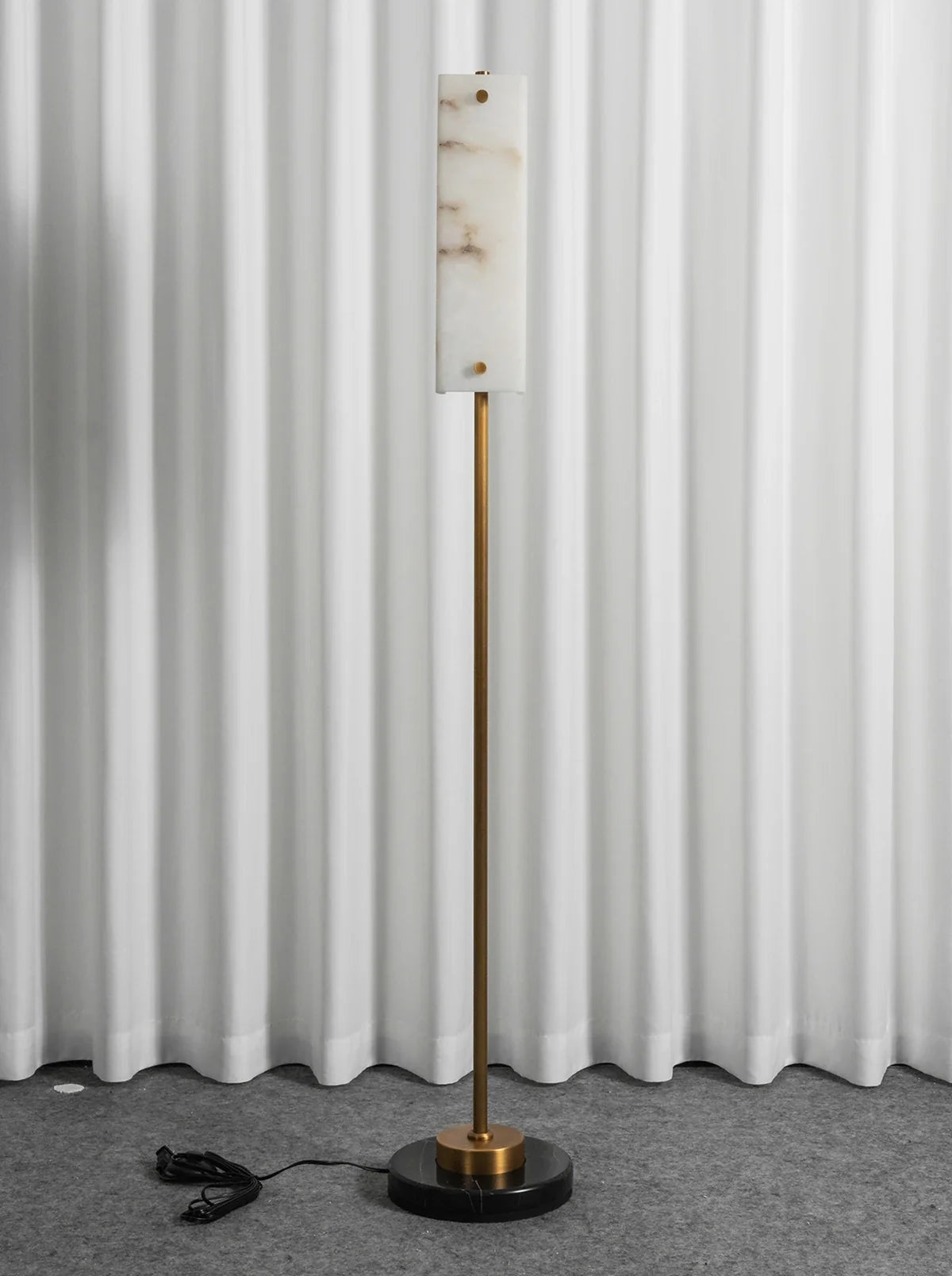 Alabaster Years Black Marble Floor Lamp