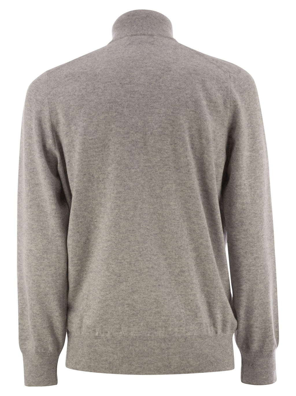 Brunello Cucinelli Men High-Necked Cashmere Sweater With Zip Opening