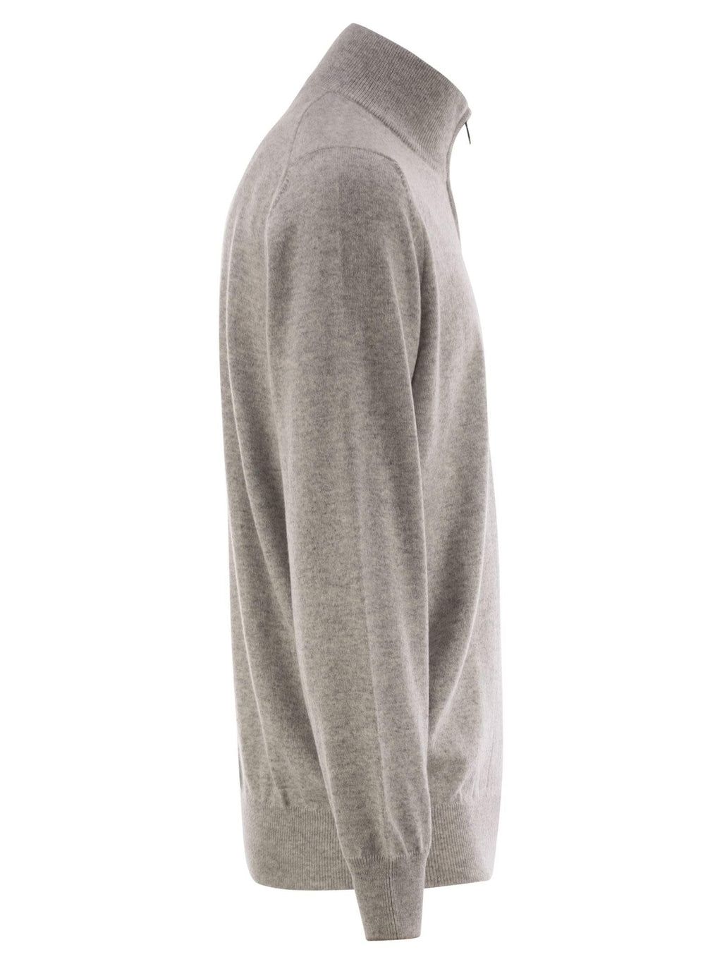 Brunello Cucinelli Men High-Necked Cashmere Sweater With Zip Opening
