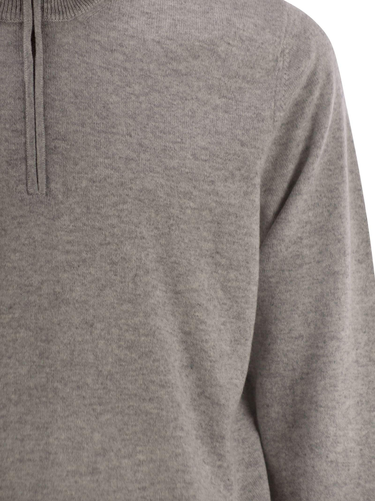 Brunello Cucinelli Men High-Necked Cashmere Sweater With Zip Opening