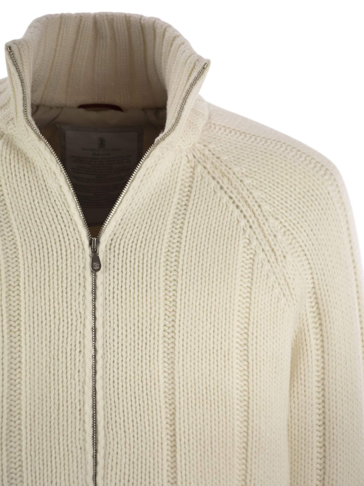 Brunello Cucinelli Men Cashmere Knit Down Jacket With Zip
