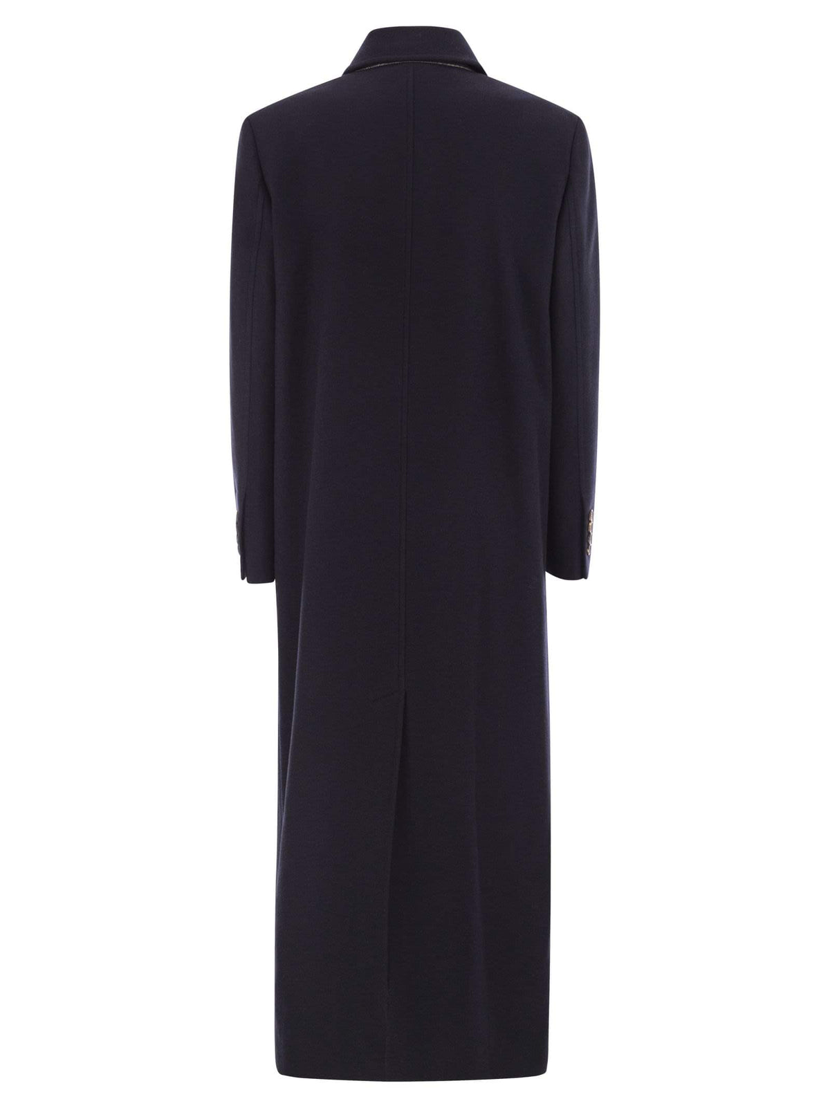 Brunello Cucinelli Women Long Wool Coat With Jewellery