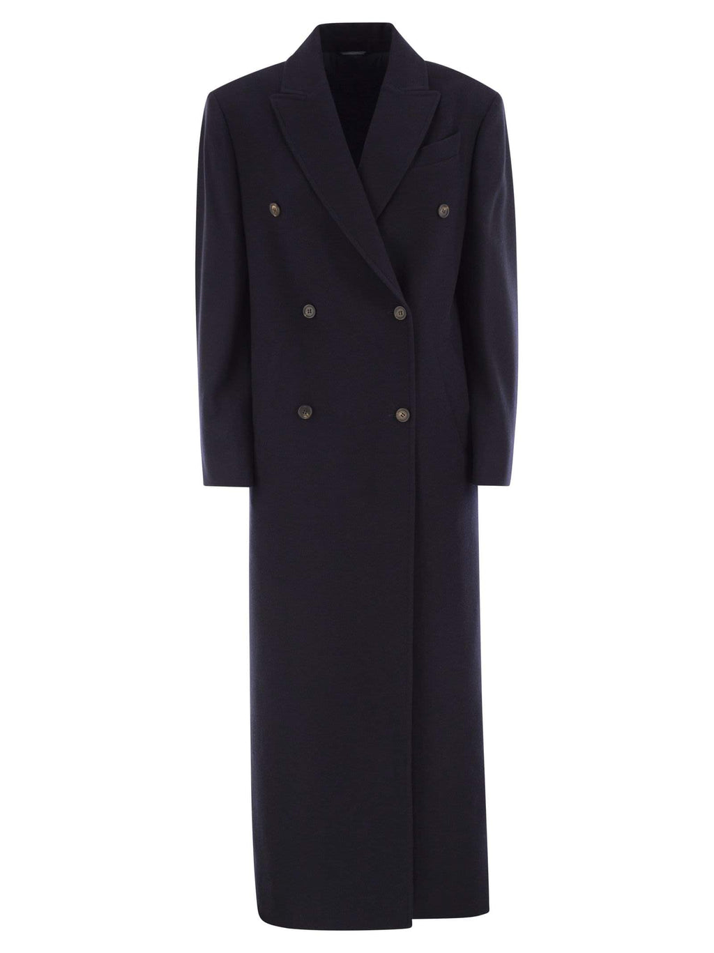 Brunello Cucinelli Women Long Wool Coat With Jewellery