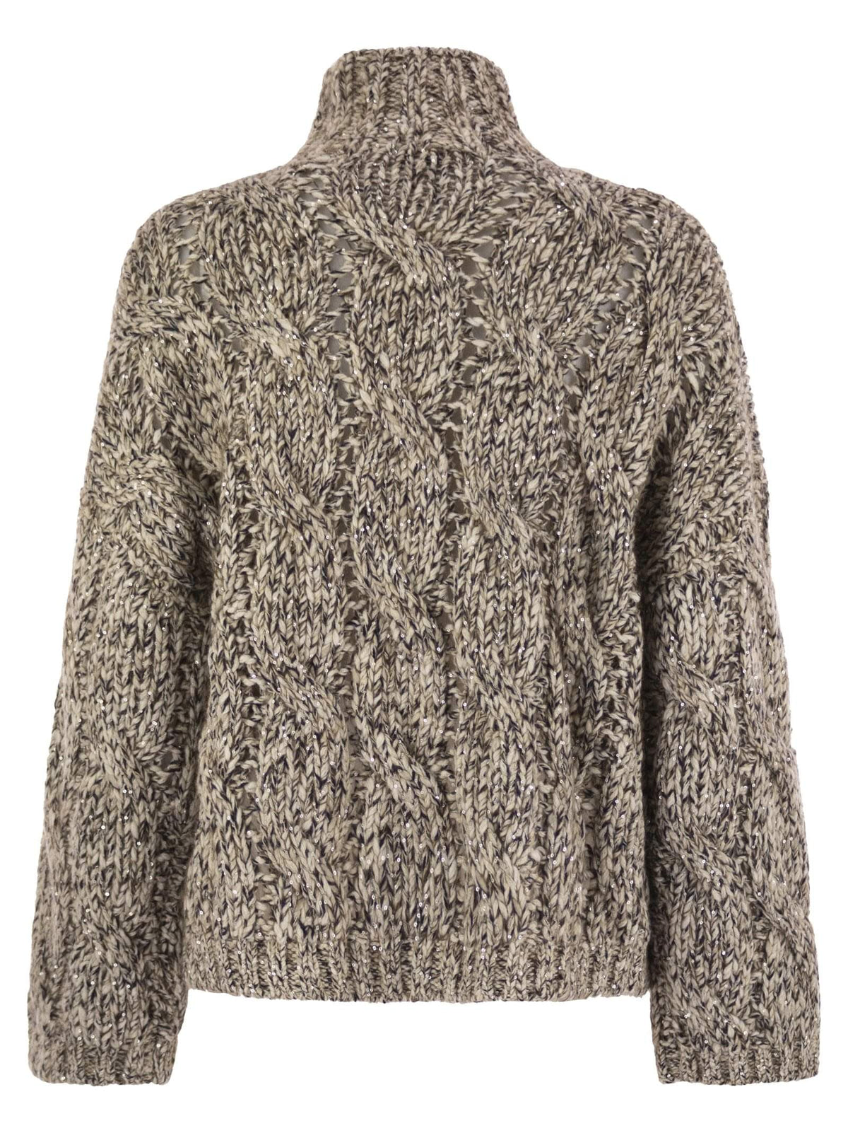 Brunello Cucinelli Women Soft Wool, Cashmere And Mohair Turtleneck Sweater With Braided Design