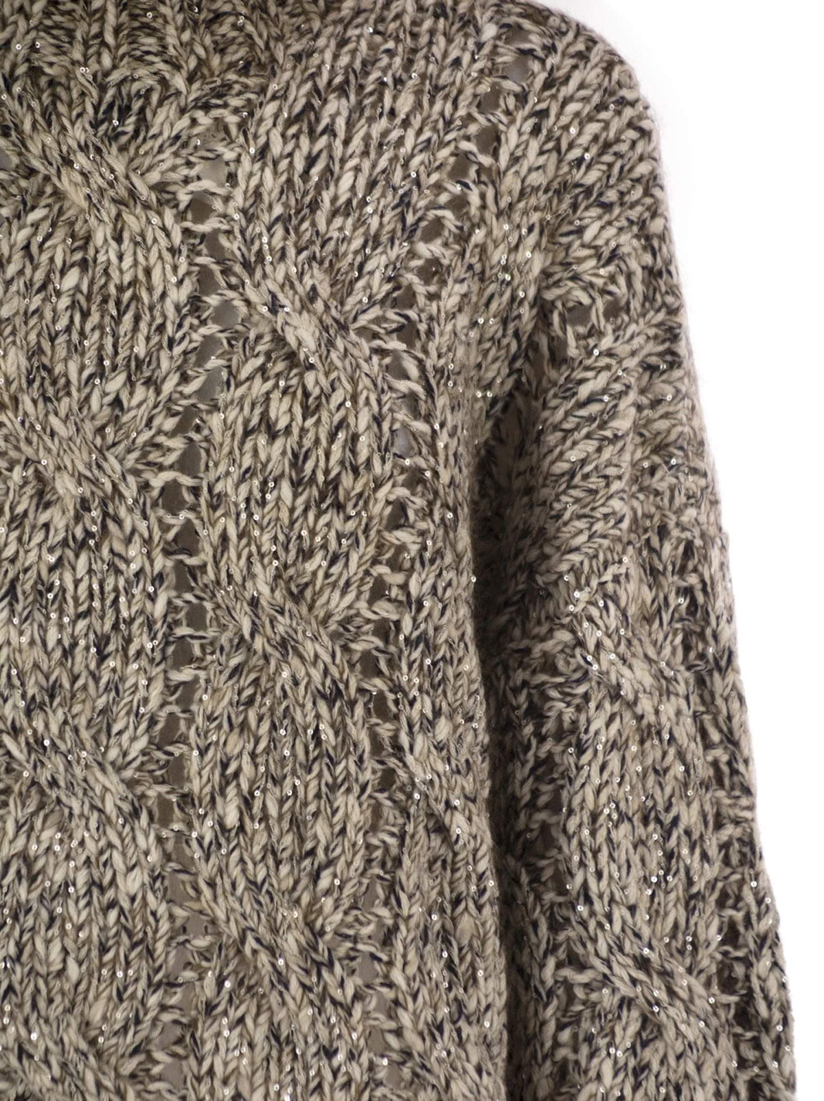 Brunello Cucinelli Women Soft Wool, Cashmere And Mohair Turtleneck Sweater With Braided Design