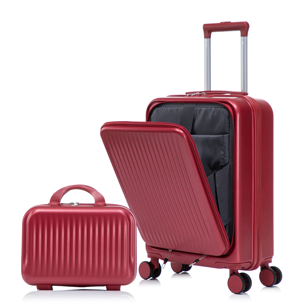 14'/20' 2 pcs ABS Spinner Wheel Luggage Set with Combination Lock and Front Opening Design