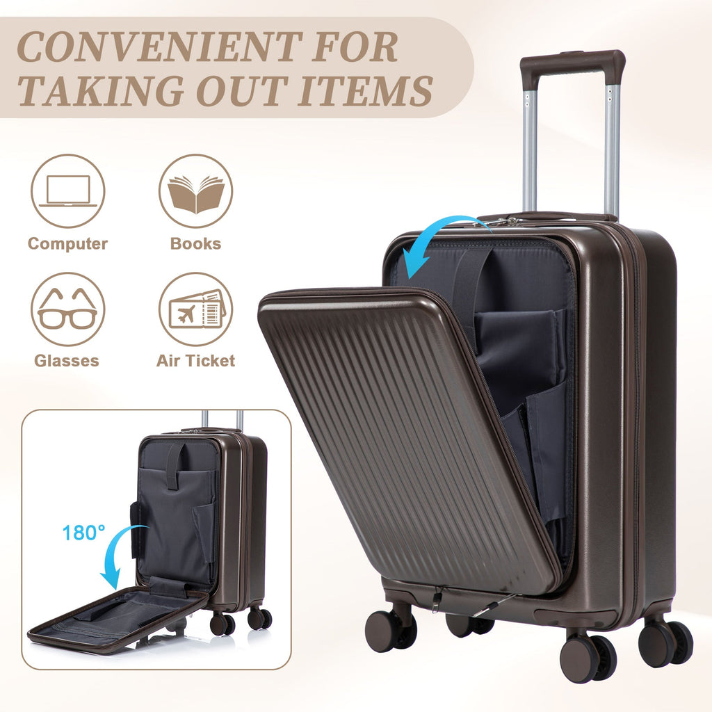 14' & 20' ABS Spinner Wheel Luggage Set with Cosmetic Case