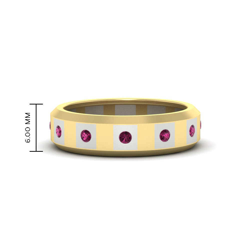 Bezel Round Mens Wedding Ring