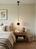 Black Paint Iron Disc Marble Pendant Lamp