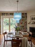 Marisol Fluted Blue Glass Tube Chandelier